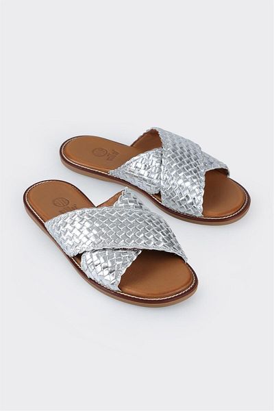 Elle Shoes Lame Leather Women's Flat Slippers