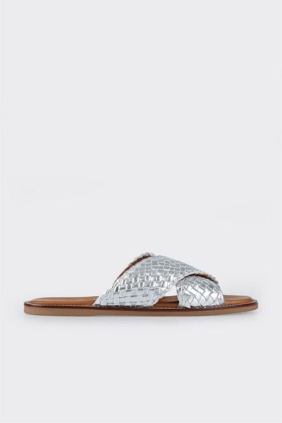 Elle Shoes Lame Leather Women's Flat Slippers