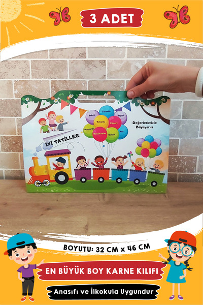 Etkinlikdenizi Değerler Temalı Çantalı Karne Kabı Kılıfı - (3 ADET)