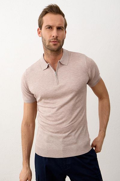 Danger Ανδρικό καλοκαιρινό πλεκτό μπλουζάκι Basic Slim-fit Fit Polo γιακά