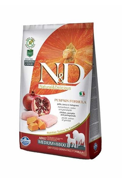 N&D 12 Kg Medium & Maxi Adult Grain-free Adult Dog Food with Honey Pumpkin and Chicken