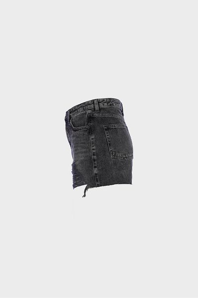 CROSS JEANS High Waist Zippered Anthracite Jean Shorts - Frayed C 4534-094
