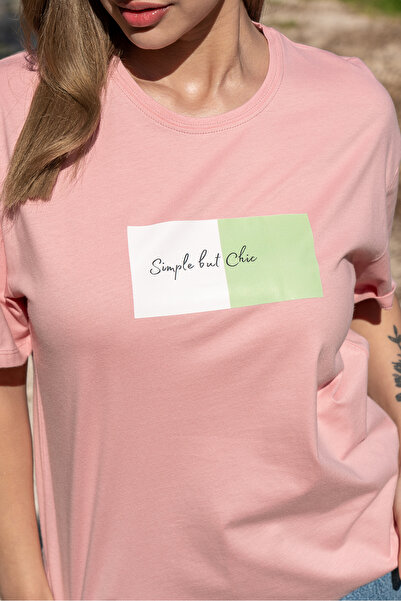 Maison La Femme Női Oversize Fit Crew nyakú nyomott rövid ujjú póló