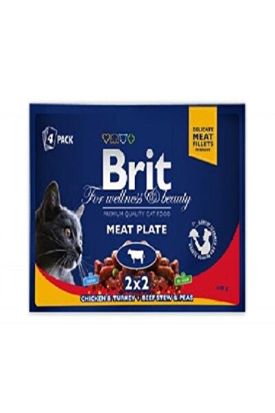 Brit Pliculețe Farfurie Carne 400 gr (4X100G) Etli Kedi Konserve