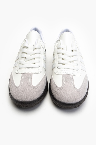 NİŞANTAŞI SHOES Return07 حذاء رياضي نسائي برباط ونعل مسطح باللون الأبيض غير اللامع