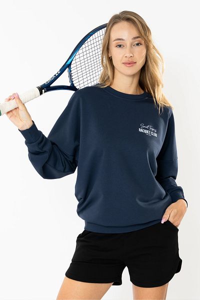Coredra Hanorac supradimensionat Racquet Club pentru femei - bleumarin