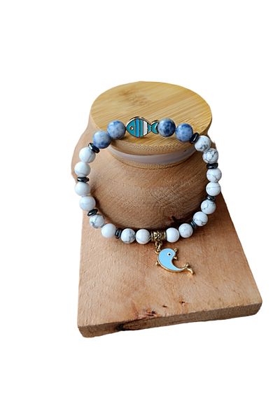 MGA DOĞAL TAŞ Havlit stone sodalite stone fish figure natural stone bracelet original natural stone bracelet