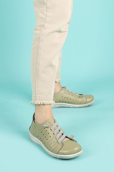 Getcho Dunde Women's Genuine Leather Green Casual Shoes