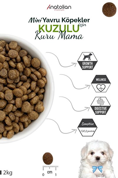 Anatolian premium Mini Puppy Lamb Kuzulu Küçük Irk Yavru Köpek Maması 2 Kg