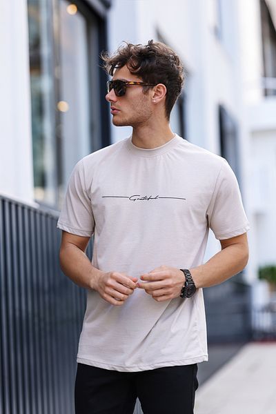 aziso Ανδρικό μπλουζάκι Grateful Printed - Regular Fit, 100% βαμβάκι, Crew Neck