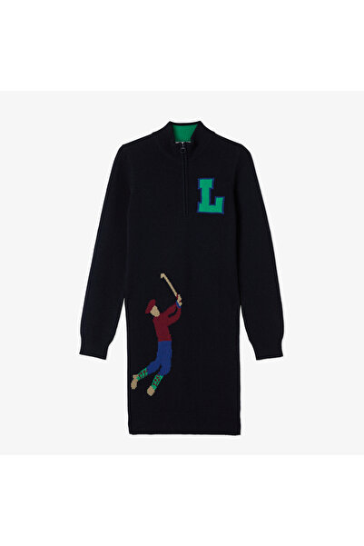 Lacoste Kadın Baskılı Uzun Kollu Lacivert Elbise