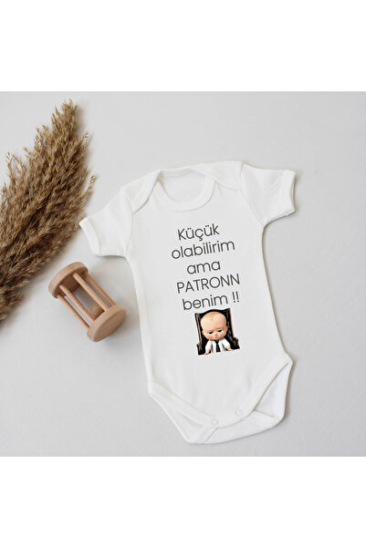 Unisex Bebek Patron Benim Kişiye Özel Baskılı Organik Kısa Kol Badi