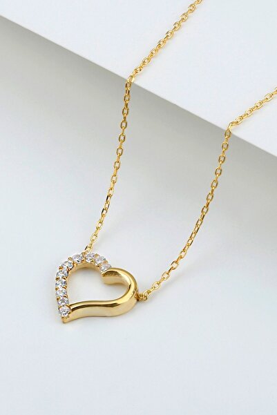 OGO SİLVER 925 Ayar Gümüş Gold Minimal Kalp Kolye