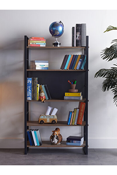 İSTİKBAL Ariel Geniş Kitaplık 5 Raflı Ceviz
