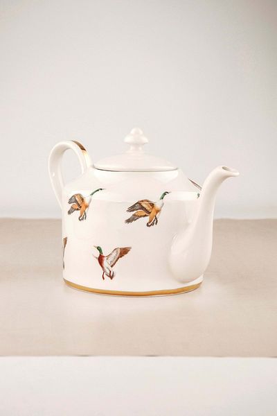 Bursa Porselen Dekor Gold gilded water birds porcelain tea pot