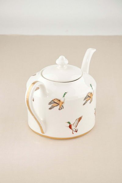 Bursa Porselen Dekor Gold gilded water birds porcelain tea pot