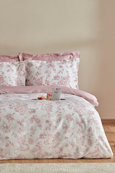 Karaca Home Set de lenjerie de pat dublu din satin de bumbac 100% Cara cu par...