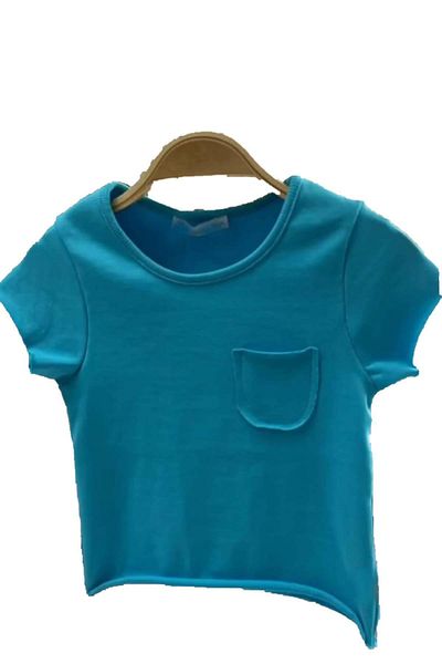 Riccotarz Μπλουζάκι Boy's Crew Neck Blue με λεπτομέρεια στην τσέπη στο στήθος