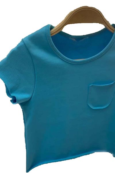 Riccotarz Μπλουζάκι Boy's Crew Neck Blue με λεπτομέρεια στην τσέπη στο στήθος