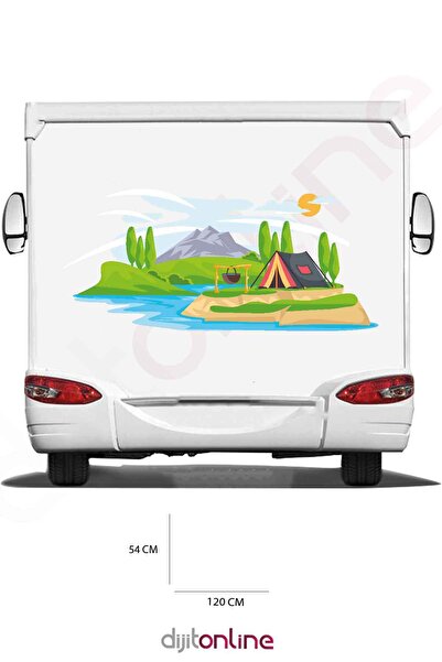 Dijitonline ملصق طباعة القافلة - ملصق تخييم الغابة - 120x54