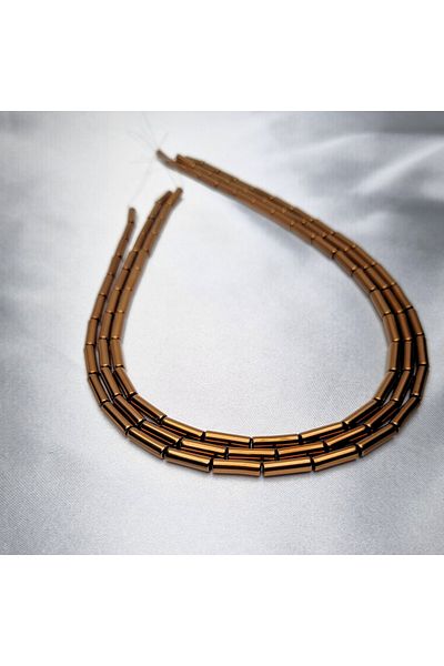 Yüksel Boncuk 4x13mm Cylinder Hematite (Copper) Stone Natural Stone String
