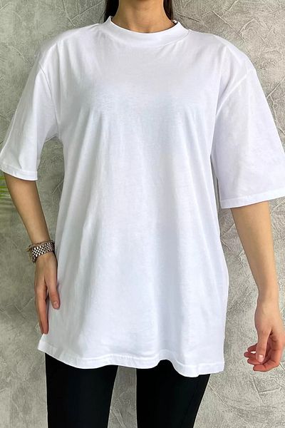 GÜLSELİ Tricou de bază cu umeri albi pentru femei
