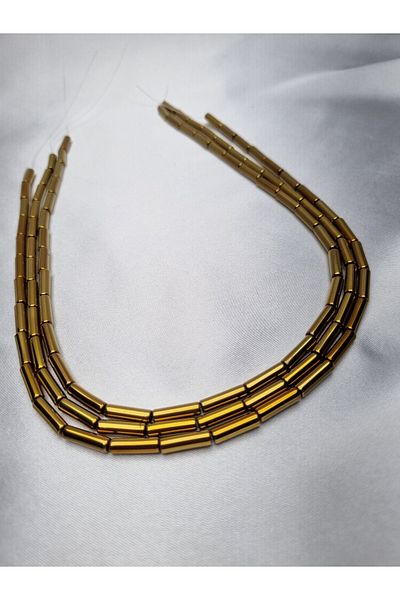 Yüksel Boncuk 4x13mm Cylinder Hematite (Gold) Stone Natural Stone String