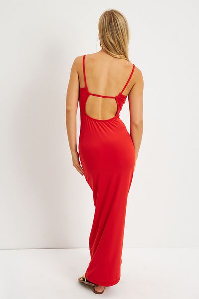 Cool & Sexy Rotes Midikleid mit tiefem Ausschnitt und Rücken für Damen EY2798