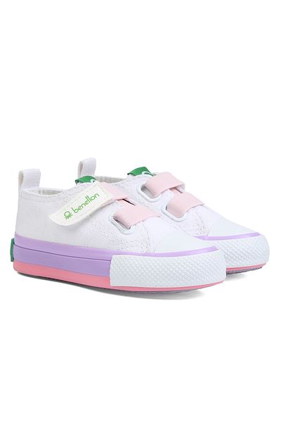 Benetton Alb - Roz Pantofi de mers pentru bebeluși BN-30648 177-Alb-Roz