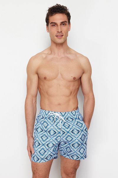 Trendyol Collection Γκρι μαγιό με γεωμετρικό εμπριμέ στάνταρ μέγεθος TMNSS24DS00017