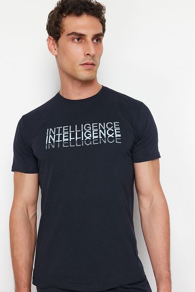 Trendyol Collection Navy Blue Crew Neck Regular Fit Pajamas Set with Knitted Shorts TMNSS24PT00046