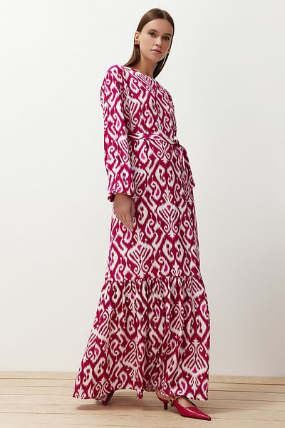 Trendyol Modest Ткана сукня з візерунком Fusya Raft TCTSS24EB00240
