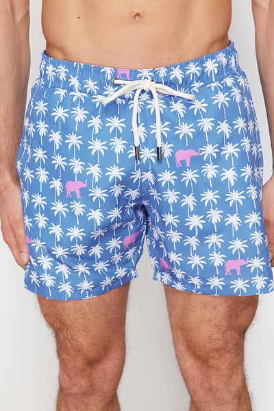Trendyol Collection Μπλε μαγιό με μοτίβο παλάμης, σορτς κολύμβησης TMNSS24DS00009