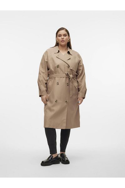 Veromoda Curve Trenchcoat mit Fly-Away-Kragen und geschwungenem Mantel