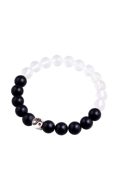 KUZZOI Armband aus 925er Silber – Yin-Yang-Perlen und Kristallperlen