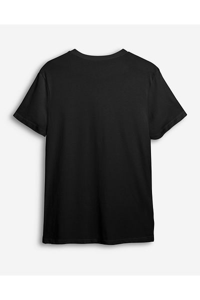 Trendyol Collection Κείμενο εμπριμέ μαύρο T-shirt - Κανονική κοπή TMNSS24TS00224