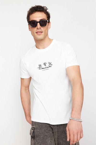 Trendyol Collection Ecru Dragon Print Regular/Normal Fit T-Shirt Tmnss24Ts00209