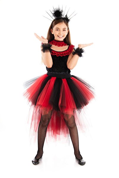 Liyavera Halloween Kırmızı Renkli Kız Çocuk Marie Cadı Kostümü - Halloween Kı...