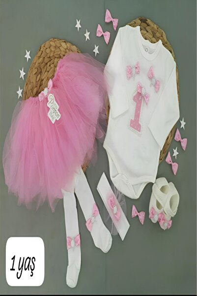 Petite Ponpon Baby Kız Bebek Doğum Günü Parti Kıyafeti Tütü Etek/elbise Set K...