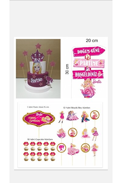 Elvan İstanbul Barbie Maket Pasta Barbie Masa Maketi Barbie Kürdan Takımı