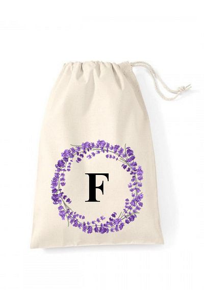 Elbasan Tekstil 20 X 30 Raw Cloth Pouch Letter F Printed Drawstring Raw Cloth Pouch (1 Piece)