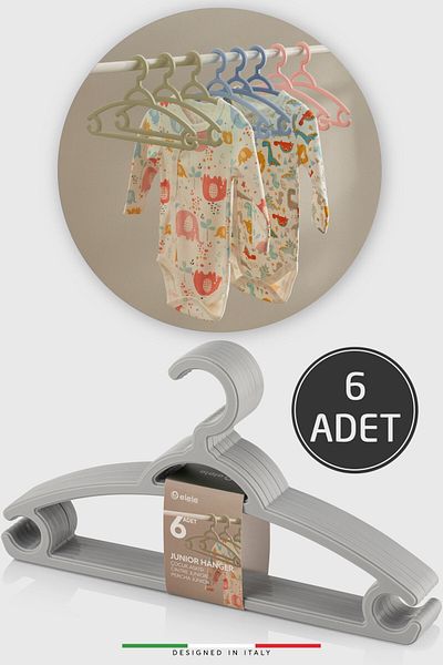 Elele Baby Clothes Hanger Kids Clothes Hanger 6 Pieces Gray