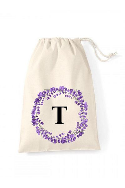 Elbasan Tekstil 20 X 30 Raw Cloth Pouch Letter t Printed Drawstring Raw Cloth Pouch (1 Piece)