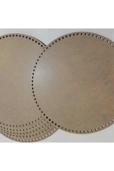 AllFayLazer 6 Pieces Rattan Wooden Insoles Presentation Rack and Supla Weave Base Plate Round 42 cm Size