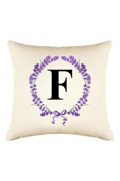 Elbasan Tekstil Litera F imprimat lavandă înrămată Hambez Husă de pernă 43 x 43 cm Punch potrivit