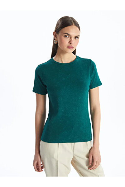 LC Waikiki Damski T-shirt z krótkim rękawem i krótkim rękawem, skromny, z okr...