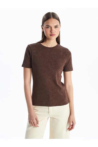 LC Waikiki LCW Modest Дамска тениска с кръгла яка и къс ръкав