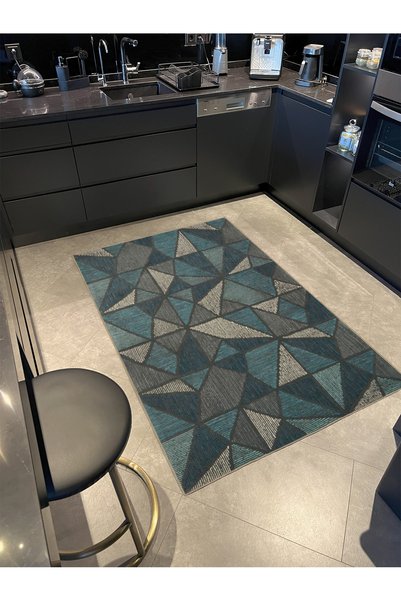 Rugs Modern Halı Green Cream Geometric Patterned Woven Base Carpet Miravip338