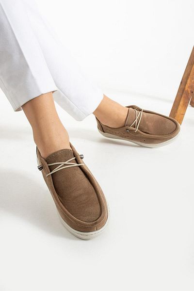 HKM shoes New Season Women's Daily Lightweight Seasonal Comfortable Full Orthopedic Lace-up Loafer Casual Suede Shoes