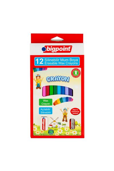 Bigpoint Wax Crayon Erasable Crayon 12 Colors